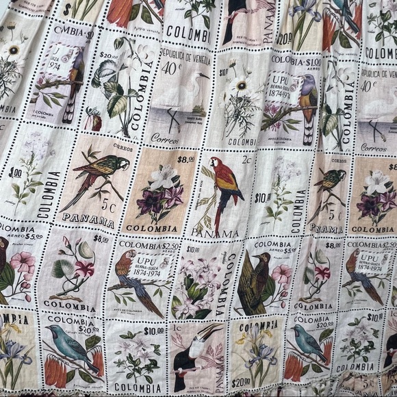 Agua by Agua Bendita Herbarium Estampillas Bird Flower Patch Linen Dress - Picture 4 of 11